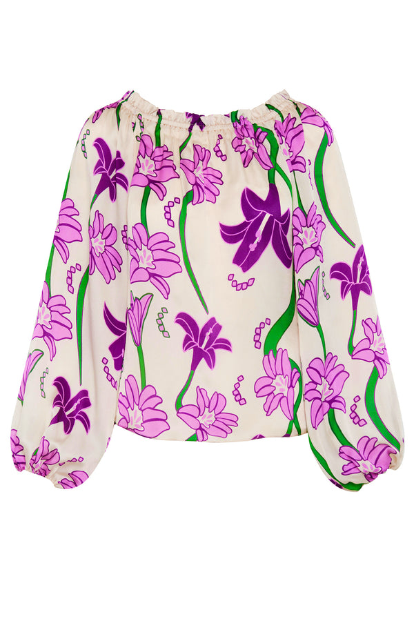 Astrid Silk Blouse / Violet Flowers